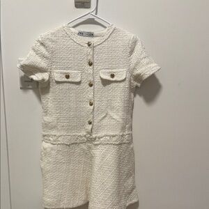 Zara White Textured Mini Dress